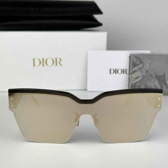 Dior Women Sunglasses Black Gold Smoke Mirrored Shield DIORCLUB M4U 55A5 NEW main image 5